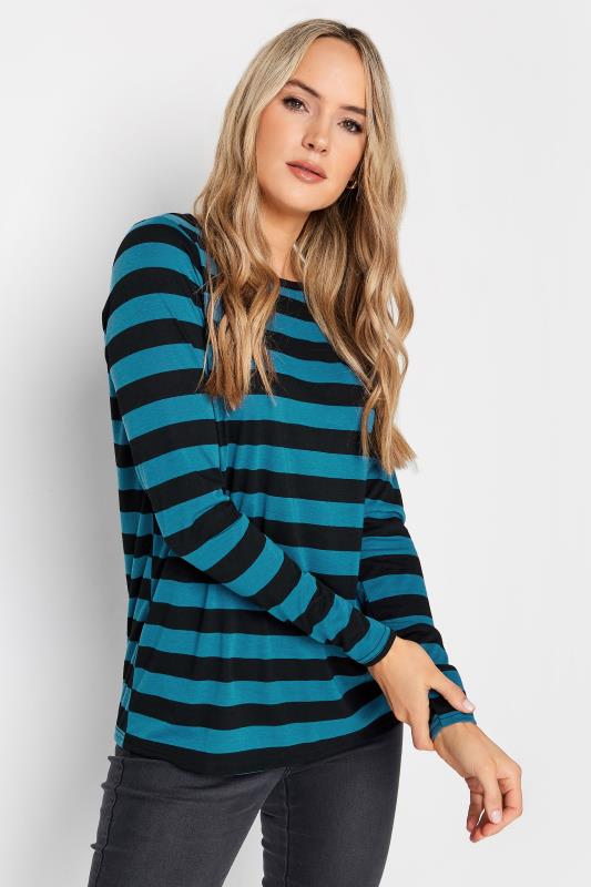 LTS Tall Blue & Black Stripe Long Sleeve Top | Long Tall Sally  1