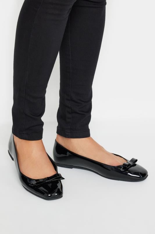 Tall  LTS Black Patent Ballet Pumps In Standard Fit