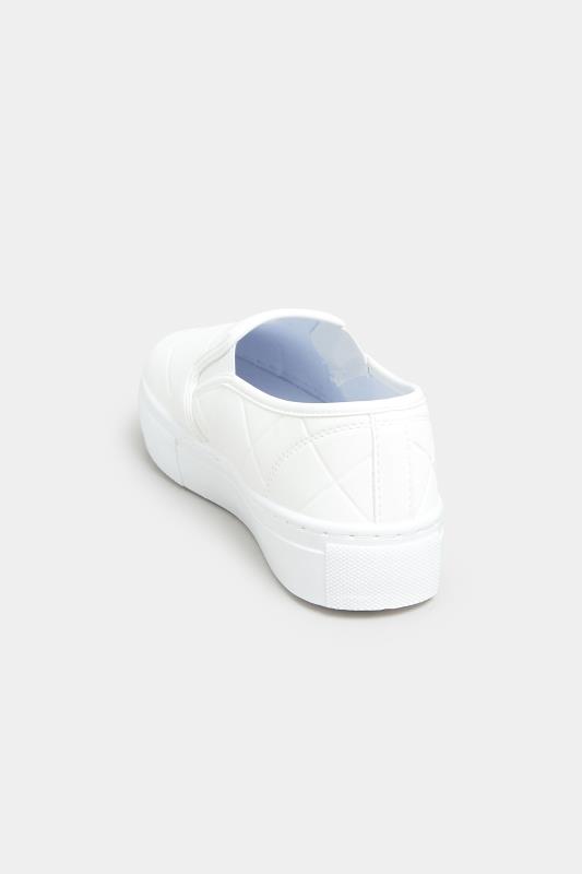 White Quilted Slip-On Trainers In Extra Wide Fit 4