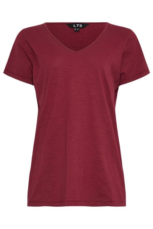 LTS Tall Burgundy Red V-Neck T-Shirt | Long Tall Sally 5