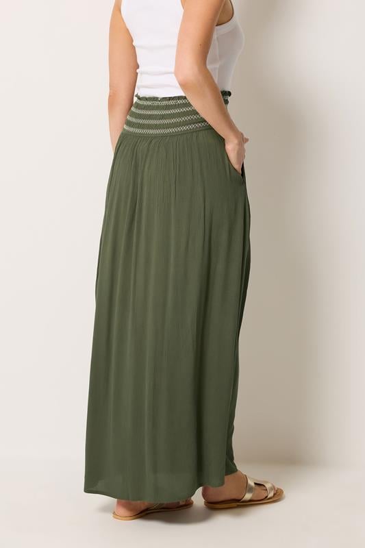 LTS Tall Women's Olive Green Embroidered Waist Maxi Skirt | Long