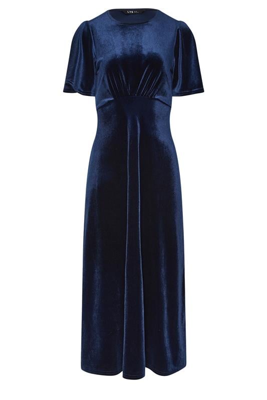 LTS Tall Navy Blue Velour Midi Tea Dress | Long Tall Sally 1