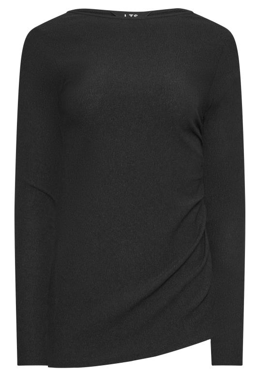 LTS Tall Black Ruched Long Sleeve Top | Long Tall Sally  5