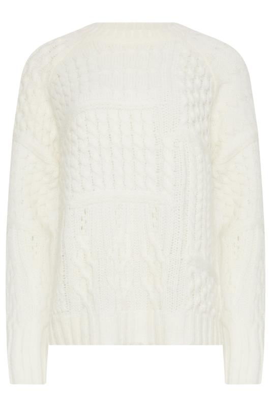 LTS Tall Women's Ivory White Patchwork Cable Knit Jumper | Long Tall Sally 5