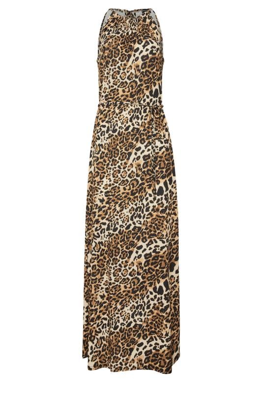 LTS Tall Women's Brown Leopard Print Halter Neck Maxi Dress | Long Tall Sally 5