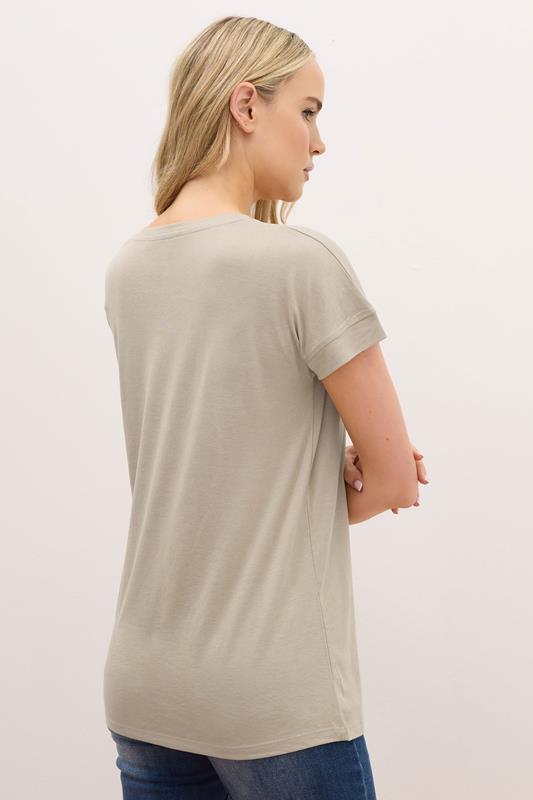 LTS PREMIUM Tall 2 PACK Khaki Green & Stone Brown V-Neck Modal T-Shirts | Long Tall Sally 5