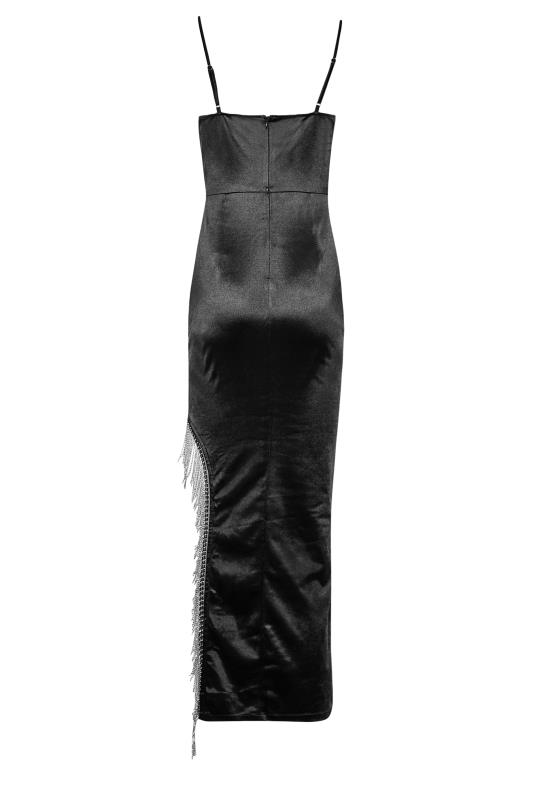LTS Tall Black Maxi Diamante Spilt Slip Dress | Long Tall Sally 7