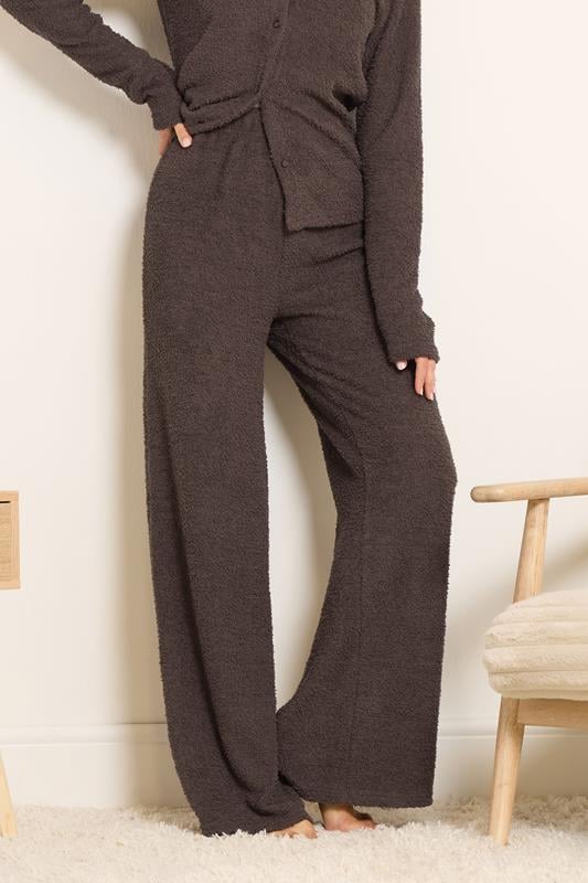 LTS Tall Women's Chocolate Brown Chenille Wide Leg Lounge Trousers | Long Tall Sally 3