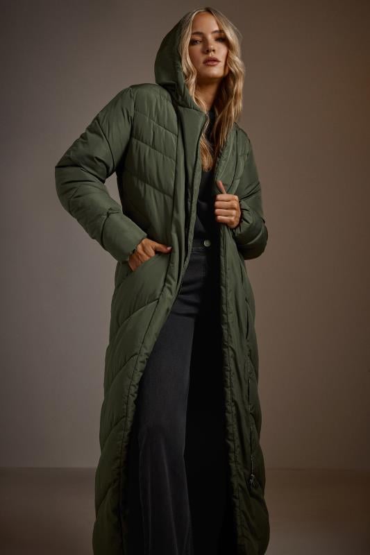 Tall  LTS Tall Green Padded Longline Coat