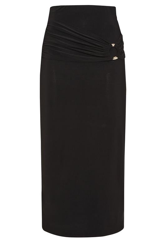 LTS Tall Black Buckle Drape Maxi Skirt | Long Tall Sally 1