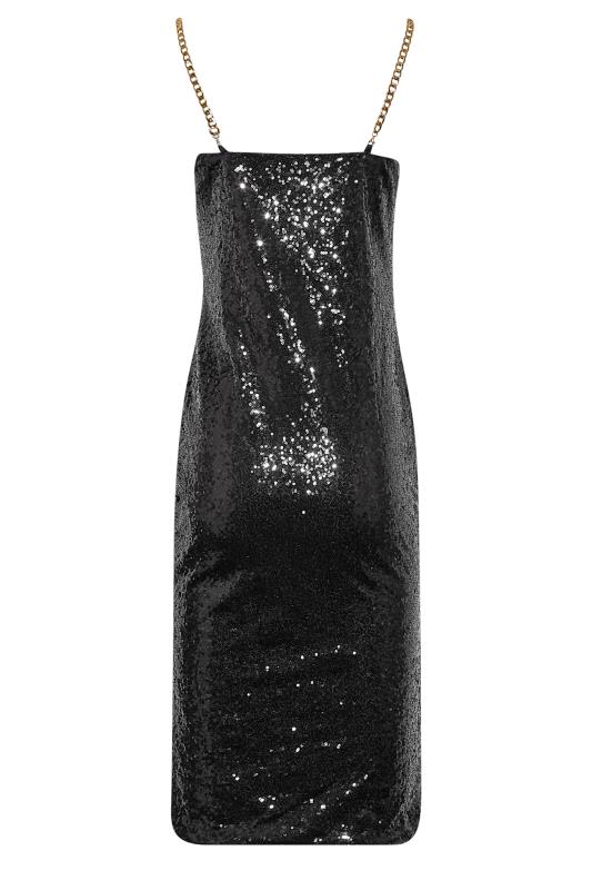 LTS Tall Women's Black Sequin Chain Strap Mini Dress | Long Tall Sally 7