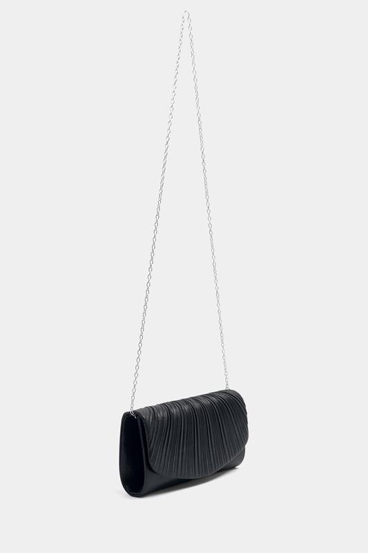 Black Ruched Envelope Clutch Bag | Yours Clothing 3