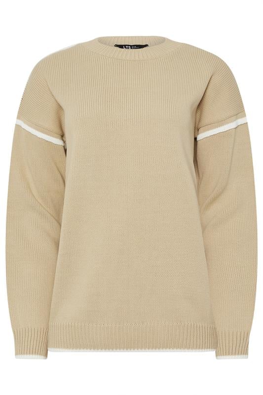 Tall  LTS Tall Natural Brown Piped Crew Neck Jumper