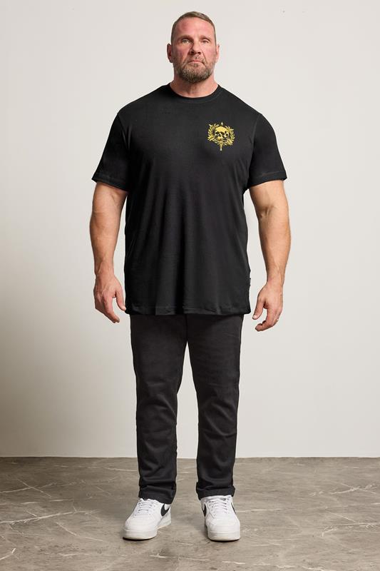 BadRhino Big & Tall Black Skull Emblem Extra Long Graphic T-Shirt | BadRhino 2