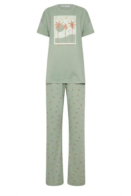 LTS Tall Women's Light Green 'Palm Beach' Slogan Pyjama Set | Long Tall Sally 5