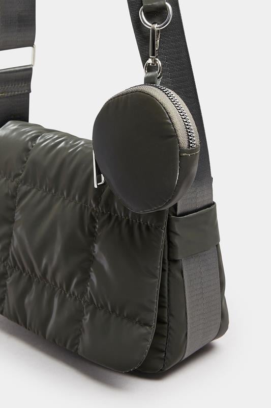 Khaki Green Quilted Cross Body Bag | Yours Clothing 2