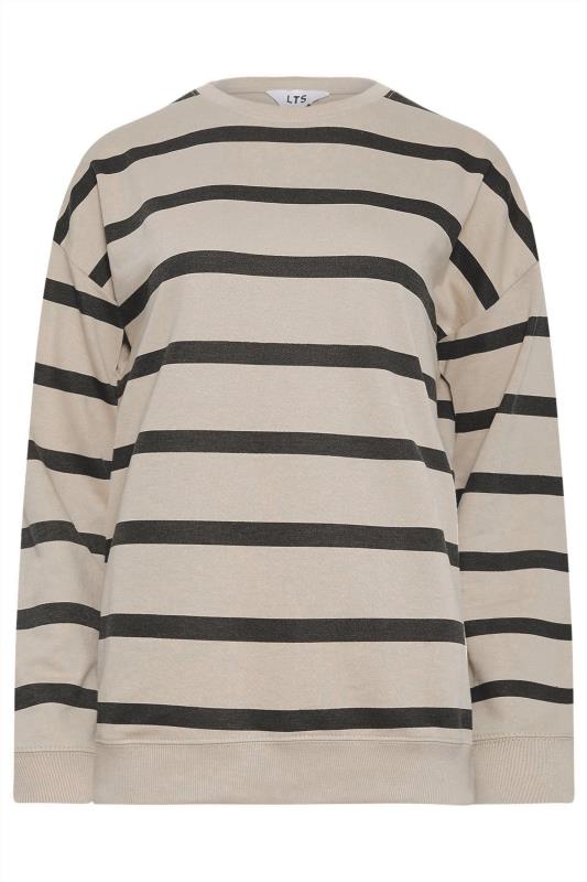 LTS Tall Stone Brown Stripe Print Crew Neck Sweatshirt | Long Tall Sally 5