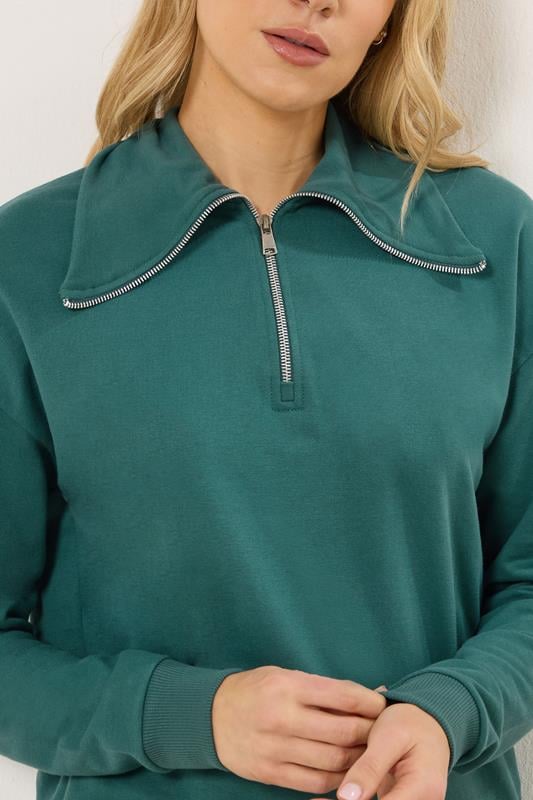 LTS Tall Women's Teal Green Quarter Zip Sweatshirt | Long Tall Sally 4