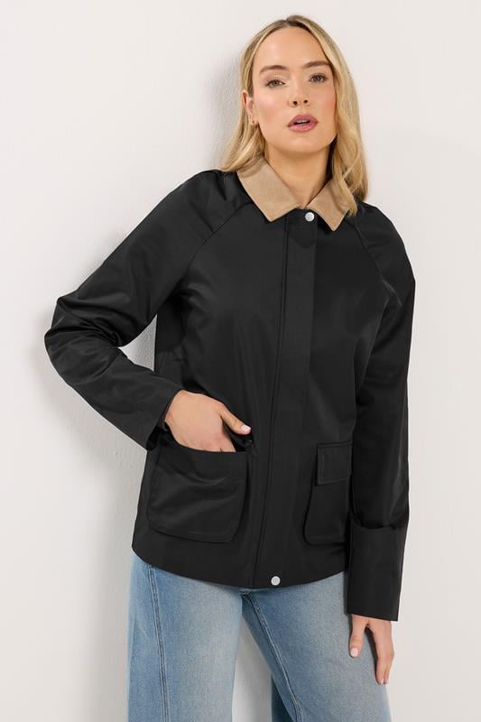LTS Tall Women's Black Contrast Collar Barn Jacket | Long Tall Sally 2