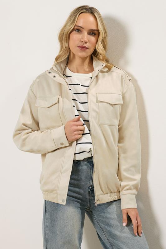 Tall  LTS Tall Cream Faux Suede Jacket
