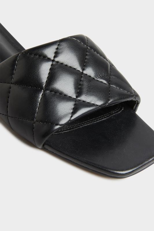LTS Black Quilted Square Flat Mules In Standard Fit | Long Tall Sally 5