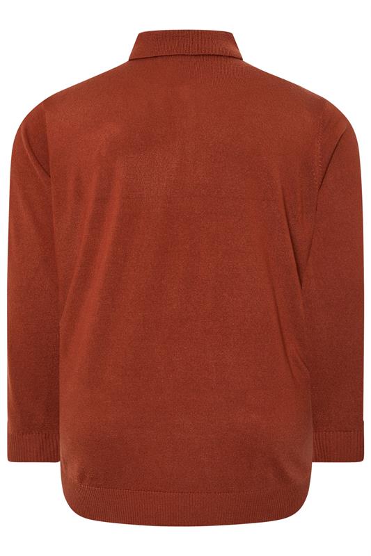 BadRhino Big & Tall Henna Red Cable Knit Polo Shirt | BadRhino 2