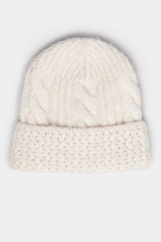 Natural Brown Cable Knit Beanie Hat | Yours Clothing 2
