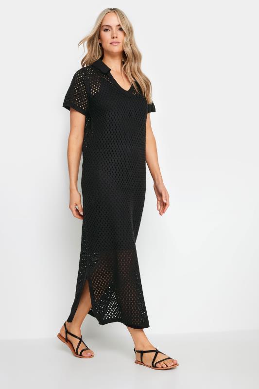 LTS Tall Black Crochet Midaxi Dress | Long Tall Sally  2