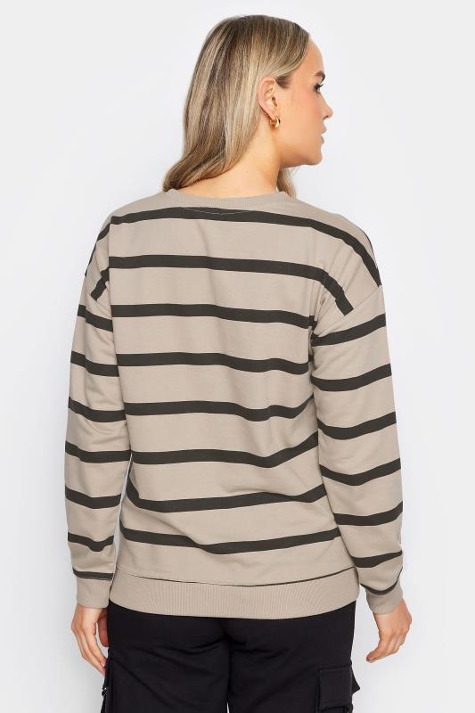 LTS Tall Stone Brown Stripe Print Crew Neck Sweatshirt | Long Tall Sally 3