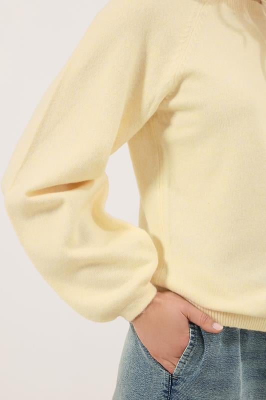LTS Tall Butter Yellow Knit Balloon Sleeve Jumper | Long Tall Sally 4