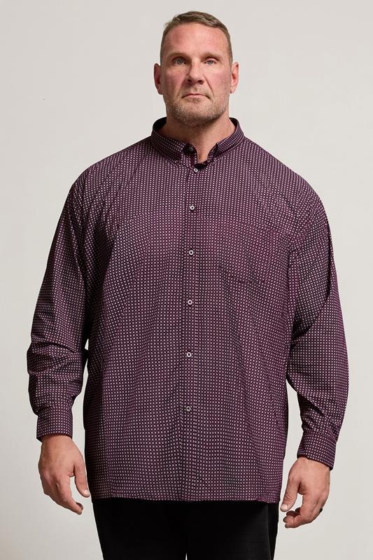 Men's  KAM Big & Tall Fig Purple Long Sleeve Geometric Shirt