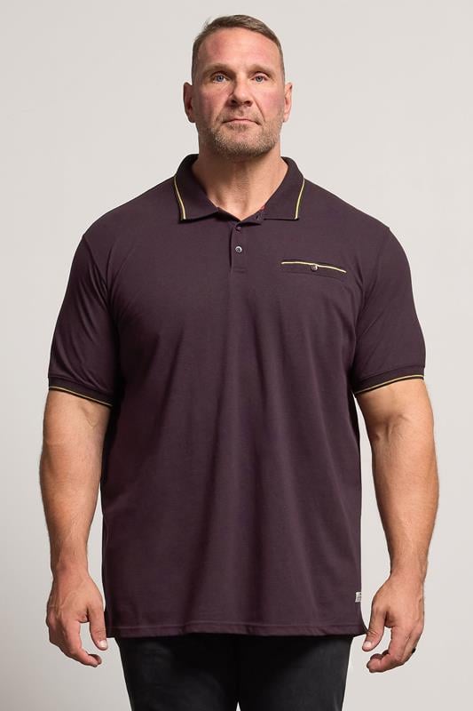 D555 Big & Tall Burgundy Red Jacquard Pique Polo Shirt