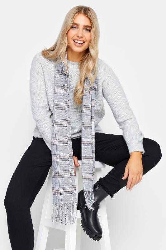 Grey Check Tassel Scarf | Yours Clothing  1