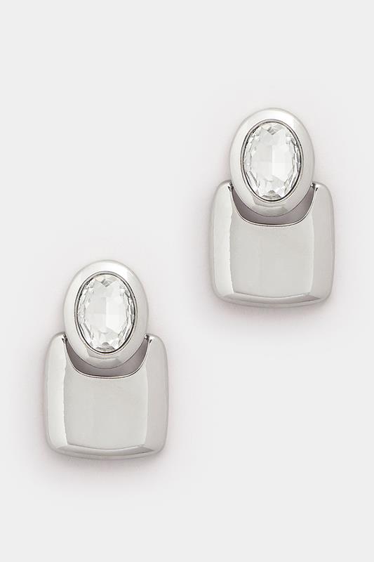 Silver Tone Diamante Drop Statement Earrings | Yours Clothing 2