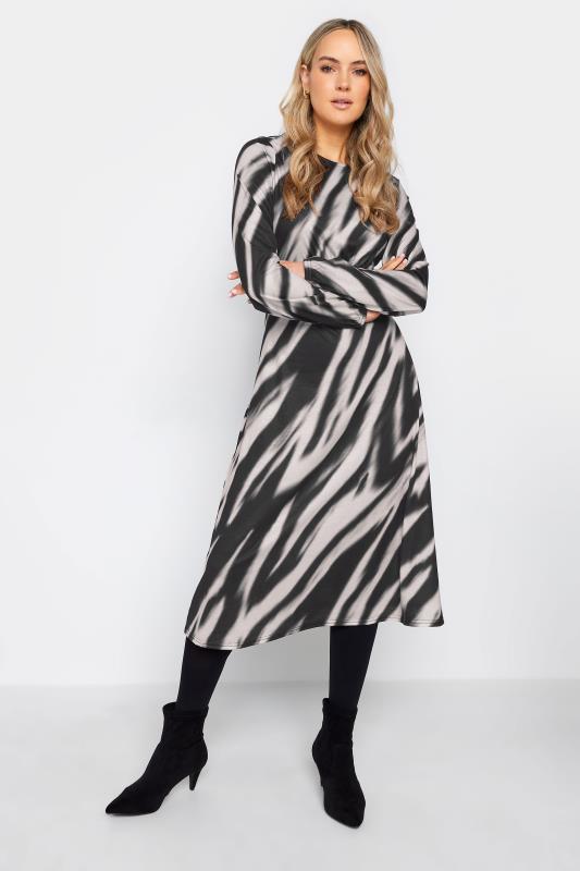 Tall  LTS Tall Black Abstract Stripe Print Midi Dress