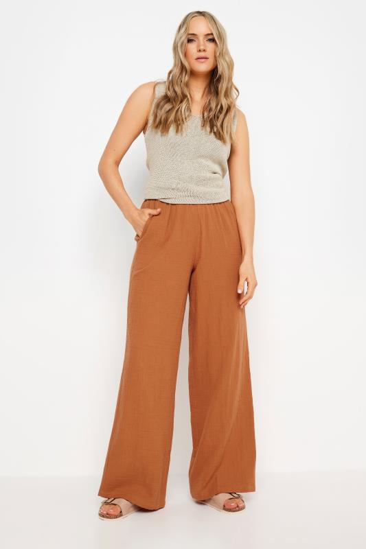 LTS Tall Women's Rust Orange Cheesecloth Wide Leg Trousers | Long Tall Sally 1