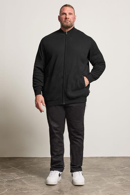 BadRhino Big & Tall Black Knitted Borg Zip Up | BadRhino 3