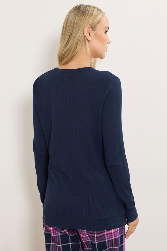 LTS Tall Navy Blue Cotton Waffle Pyjama Top | Long Tall Sally 3