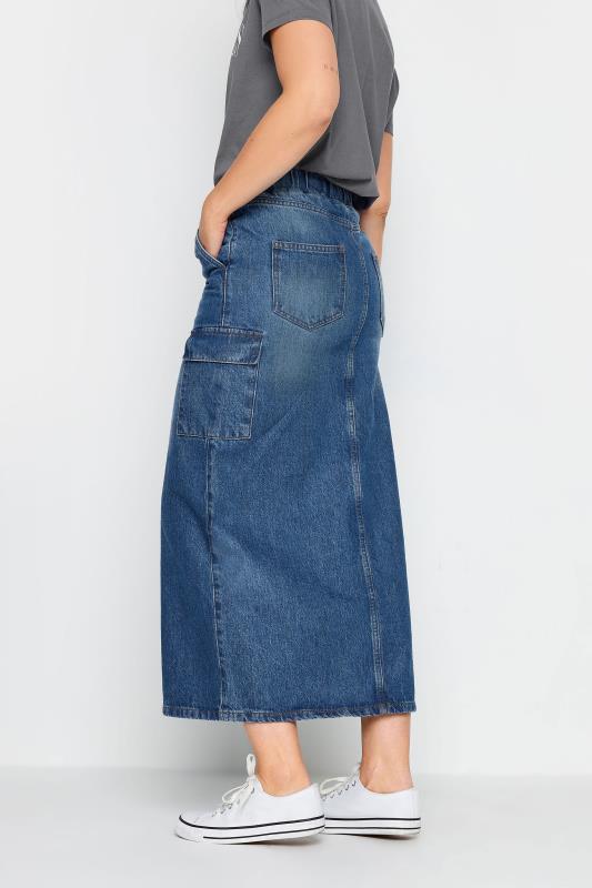 LTS Tall Womens Blue Denim Tie Waist Maxi Skirt | Long Tall Sally 3