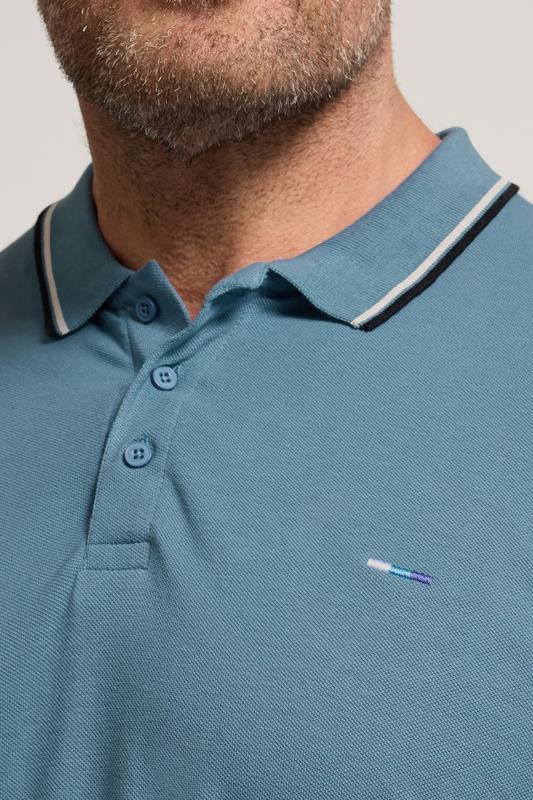 BadRhino Big & Tall Blue Tipped Polo Shirt | BadRhino 3