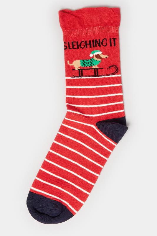 YOURS 4 PACK Black & Red Christmas Design Ankle Socks | Yours Clothing 5