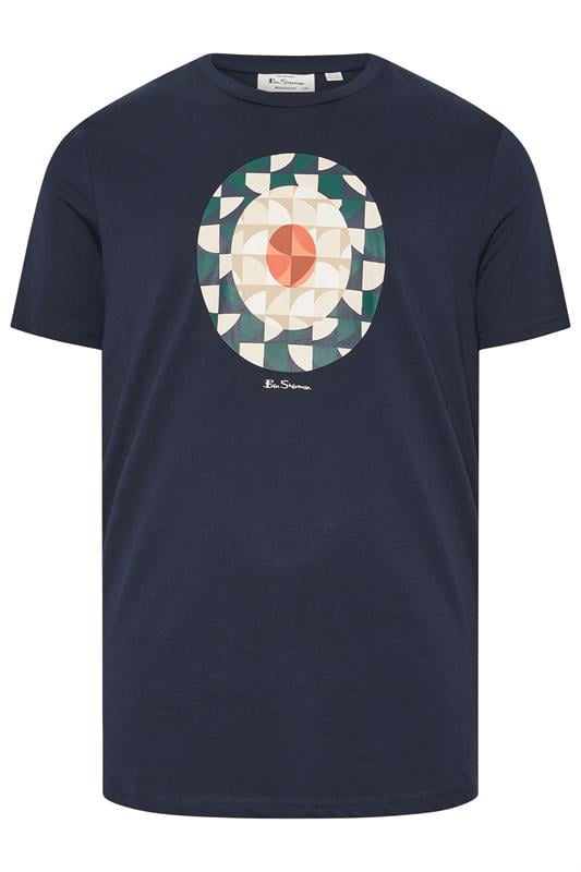 BEN SHERMAN Big & Tall Navy Blue Signature Target Printed T-Shirt | BadRhino 1