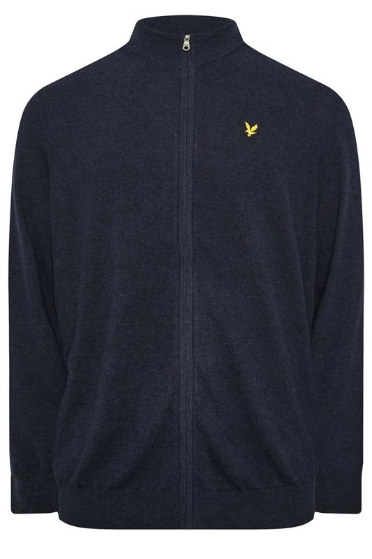 Lyle & Scott Big & Tall Navy Blue Lambswool Blend Quarter Zip Jumper | BadRhino 1