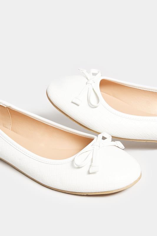 LTS White Woven Ballerina Pumps In Standard Fit | Long Tall Sally 5