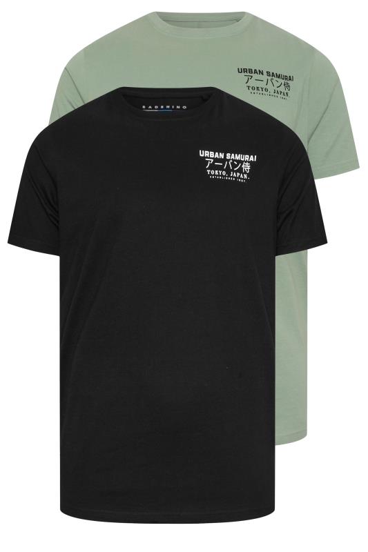 BadRhino Big & Tall 2 PACK Black & Sage Green 'Urban Samurai' T-Shirts | BadRhino 4