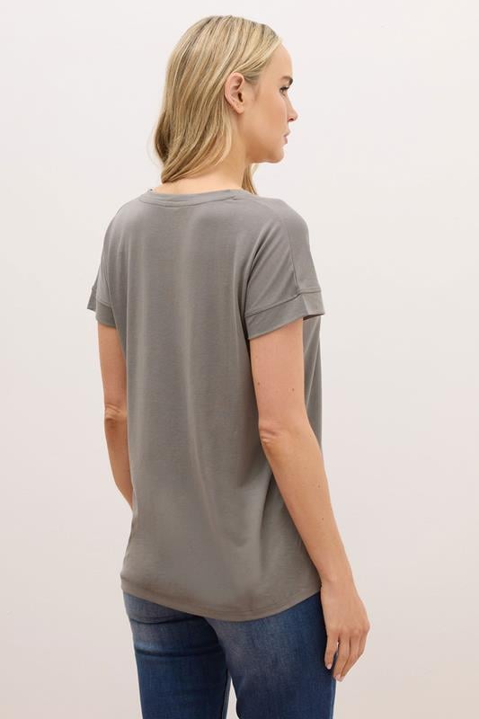 LTS PREMIUM Tall Grey V-Neck Modal T-Shirts | Long Tall Sally 3