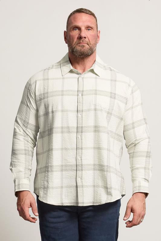 BadRhino Big & Tall Natural Brown Textured Checked Shirt | BadRhino 2