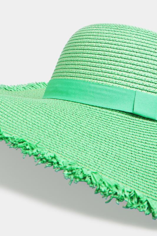Green Frayed Edge Straw Hat | Yours Clothing  4