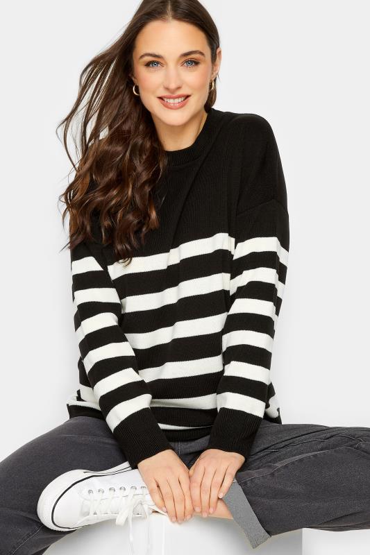 LTS Tall Women's Black & White Stripe Drop Shoulder Jumper | Long Tall Sally 4