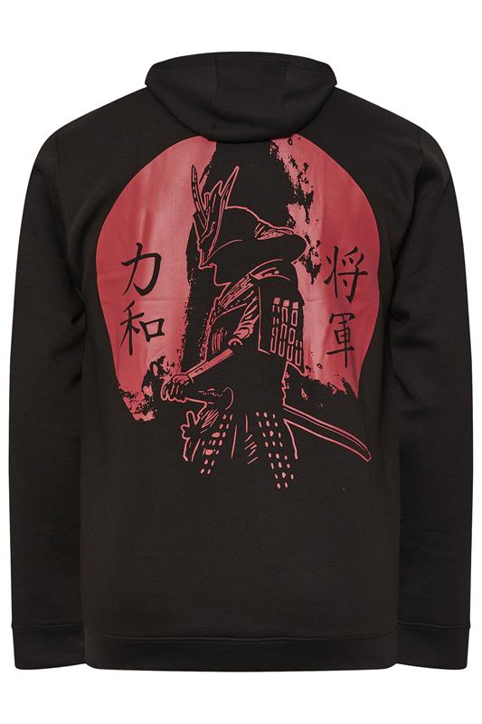 BadRhino Big & Tall Black Japanese 'Sumurai' Zip Through Hoodie | BadRhino 7